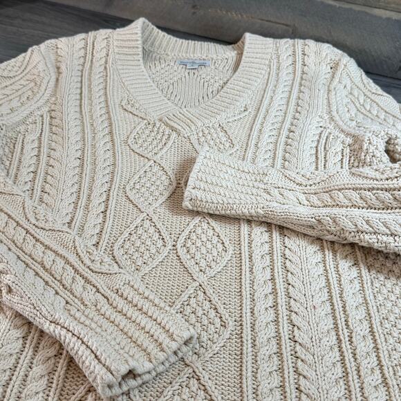 LL Bean Signature Fisherman Tunic Sweater Size S Cable Knit Chunky Cabincore - Picture 7 of 15